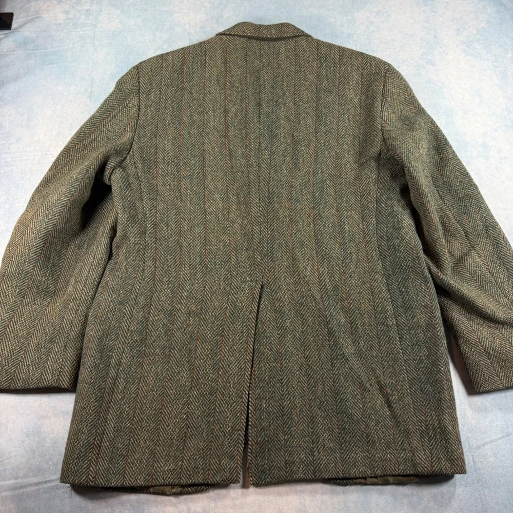 Palm Beach Harris Tweed Blazer Mens Brown Good Herringbone Wool Sport Coat